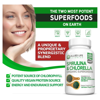 Proteina Vegana De Clorofila Spirulina Y Chlorella Superalimento Verde Desintoxicante