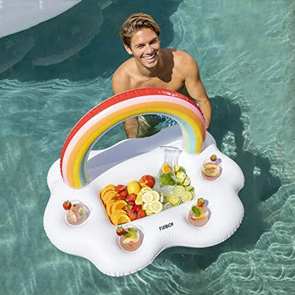 Soporte De Bebida Flotante Inflable Funboy Nube Arcoiris Para Piscina Y Playa