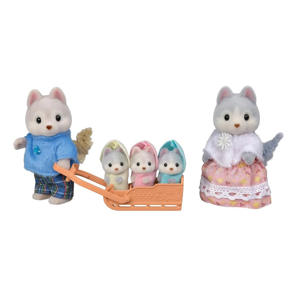 Familia Husky Calico Critters 5 Figuras Coleccionables Con Ropa Articulable