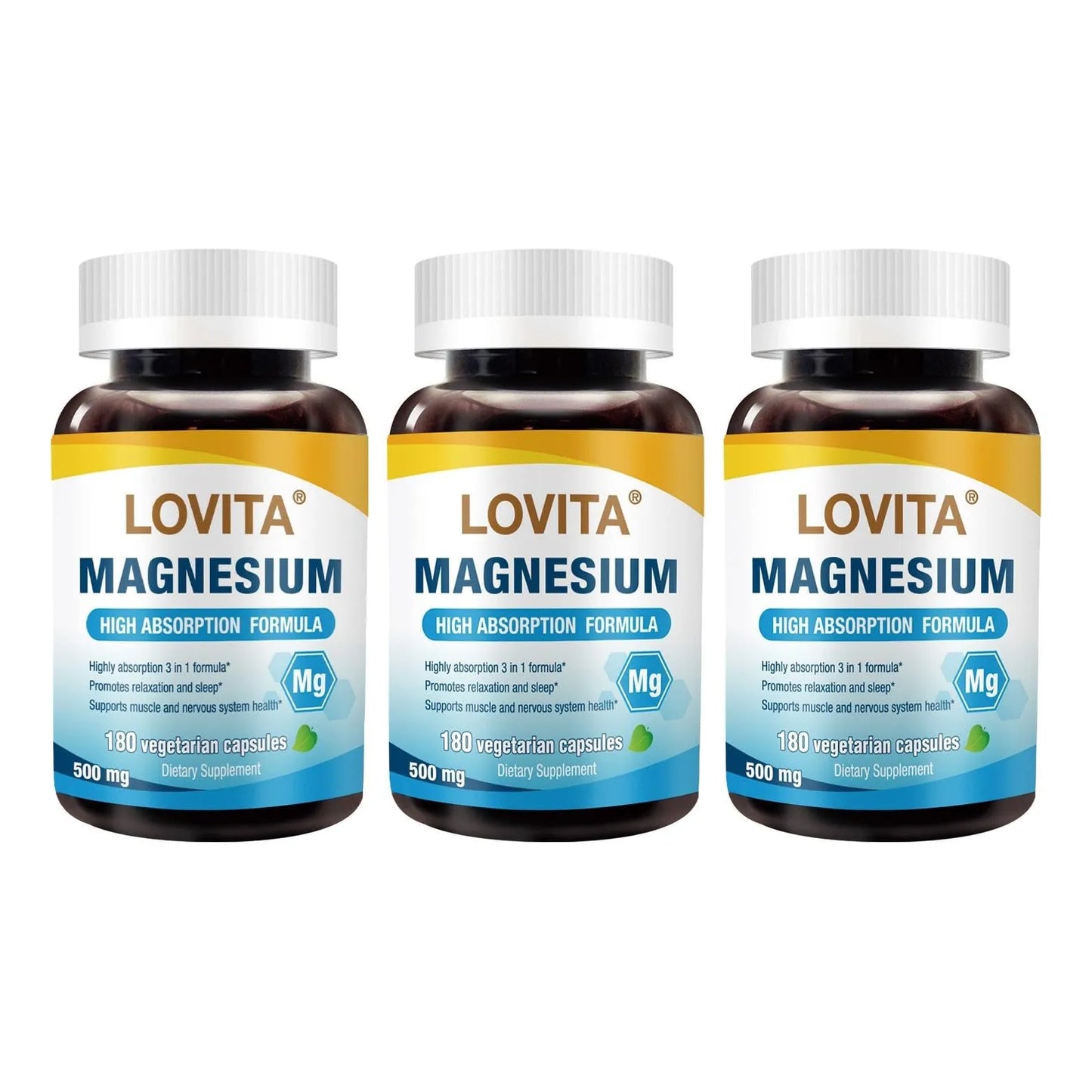 Complejo Triple Magnesio 500 Mg Alta Absorción Apoyo Sueño Salud Huesos Vegano