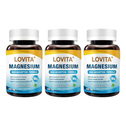Complejo Triple Magnesio 500 Mg Alta Absorción Apoyo Sueño Salud Huesos Vegano