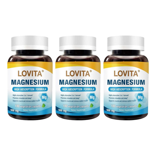 Complejo Triple Magnesio 500 Mg Alta Absorción Apoyo Sueño Salud Huesos Vegano