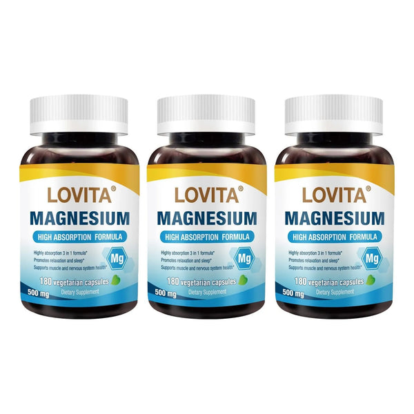 Complejo Triple Magnesio 500 Mg Alta Absorción Apoyo Sueño Salud Huesos Vegano