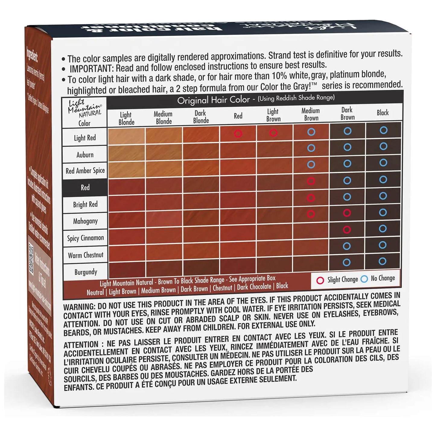 Acondicionador Light Mountain Cabello Rojo 113g 3 Paquetes Tinte Natural Vegano