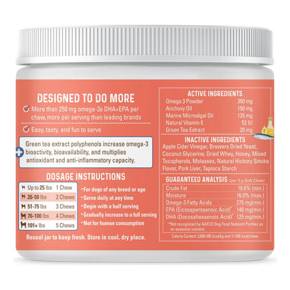 Masticables Omega 3 DHA EPA Para Perros Piel y Pelaje Saludable