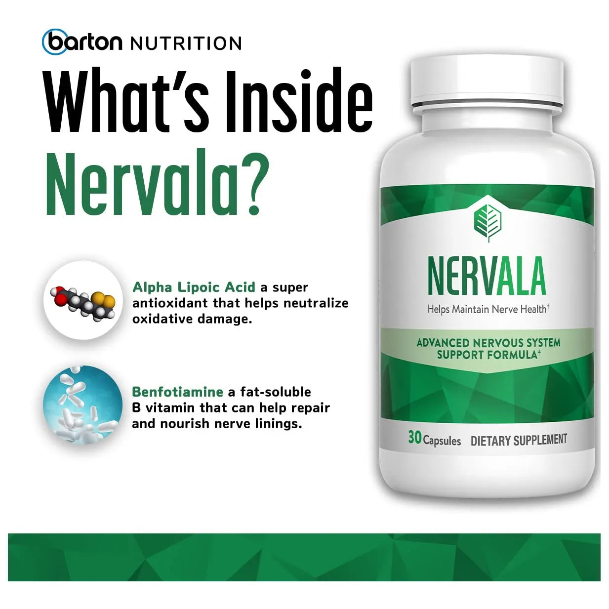Nervala Formula Avanzada Apoyo Nervioso Acido Alfa Lipoico 600 Mg Vitamina B1 30 Capsulas