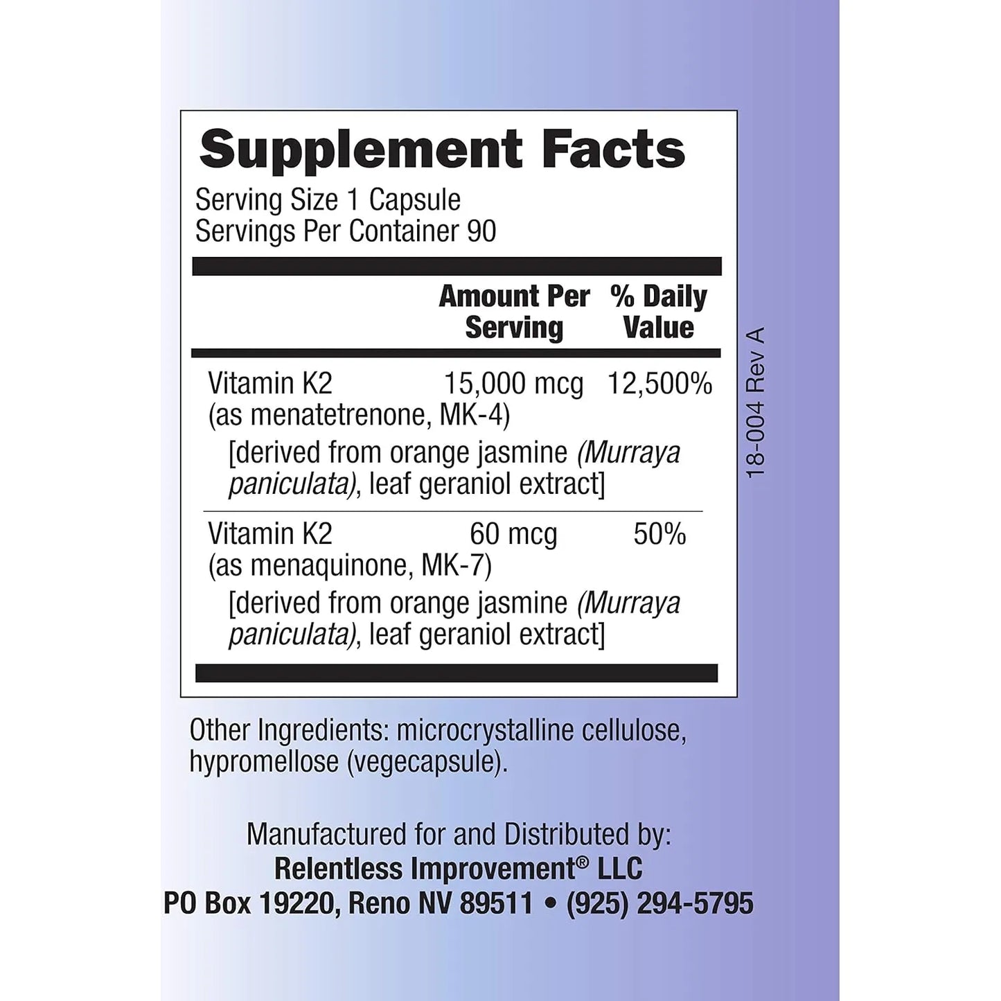 Vitamina K2 Mk4 Y Mk7 Natural Cápsulas Veganas 90 Unidades