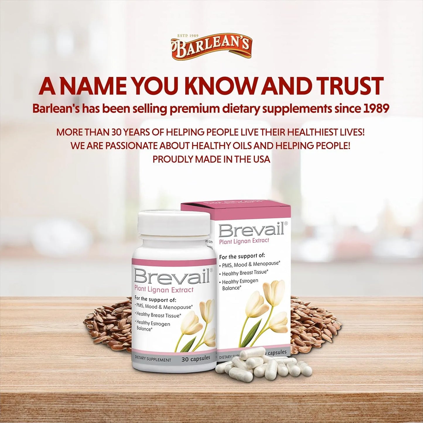 Cápsulas De Extracto De Lignano 50 Mg Brevail Para Salud Mamaria Y Hormonal