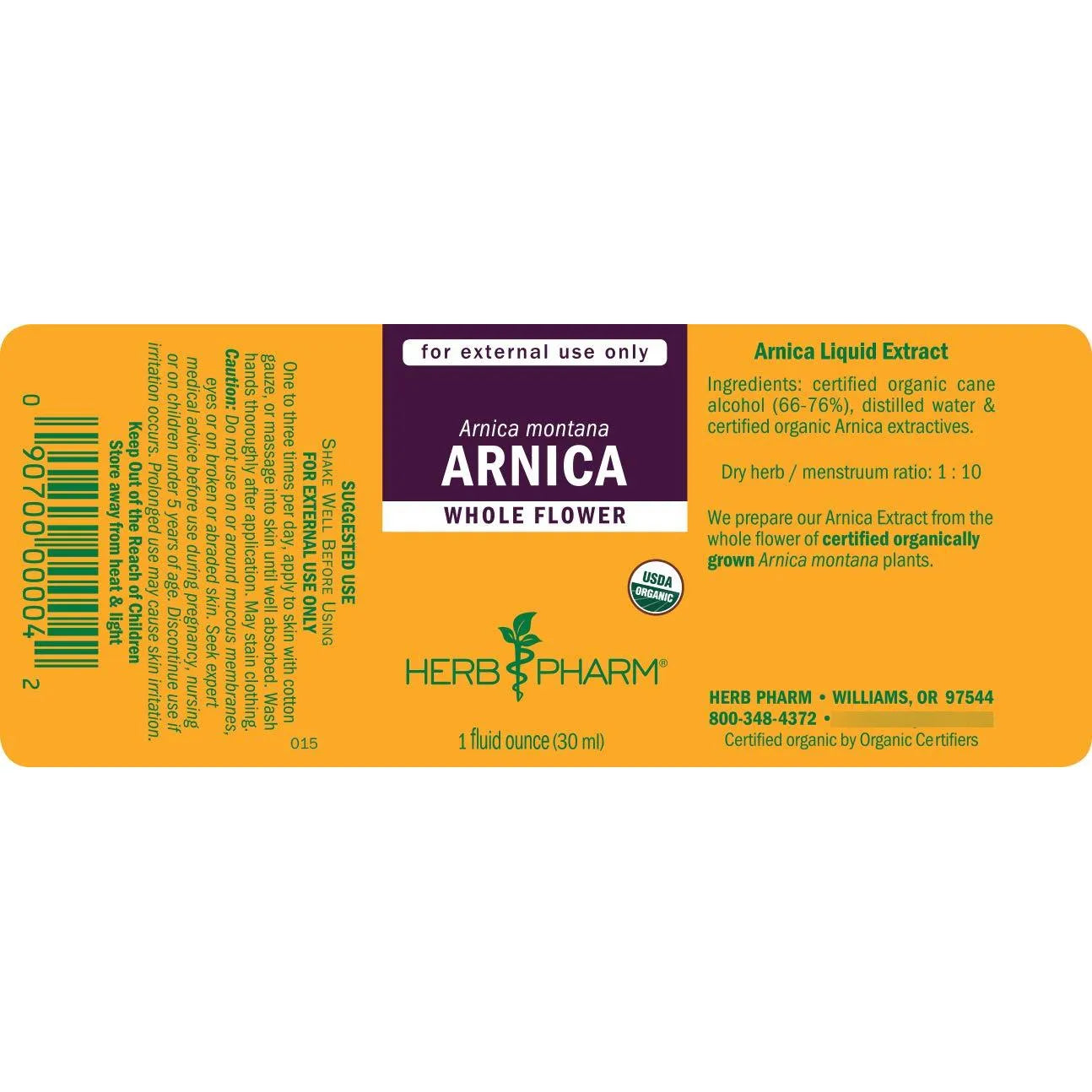 Extracto Líquido De Árnica Orgánico Certificado Para Alivio Del Dolor 1 Onza