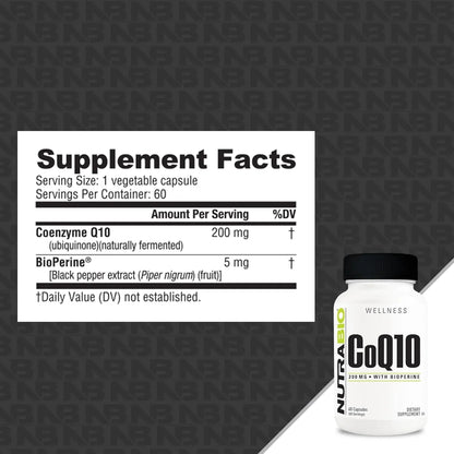 Coq10 200mg Con Bioperine Suplemento Cardiaco Energia Celular 60 Capsulas