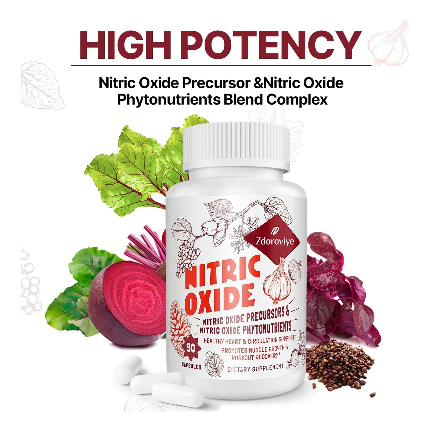 Suplemento De Óxido Nítrico 13 En 1 2255 Mg Para Corazón Y Energía 90 Cápsulas