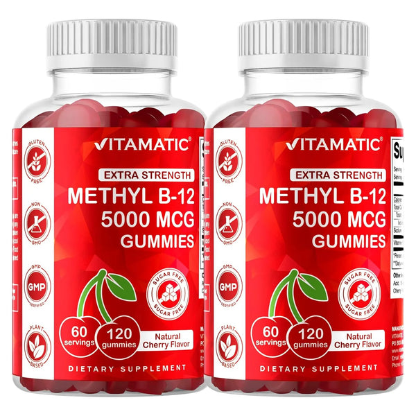 Gomitas De Vitamina B12 Metilo 5000 Mcg 120 Unidades Sabor Cereza Veganas