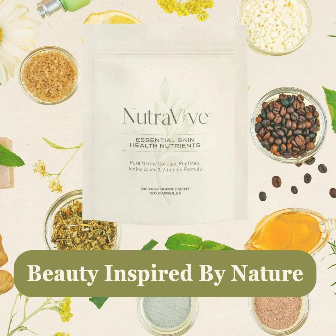 NutraVive Colágeno Marino 10X Potencia Reduce Arrugas Firmeza Piel Suplemento