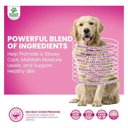 Masticables Suaves Para Piel Y Pelaje De Perros Con Aceite De Salmon Y Colageno 225 Unidades