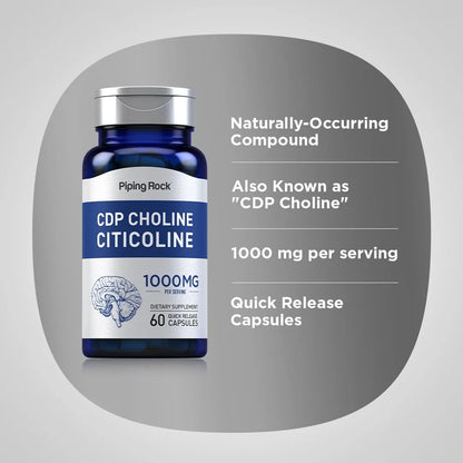 Citicolina 1000mg Cápsulas Liberación Rápida Suplemento Cognitivo Natural