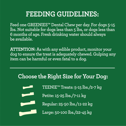 GREENIES Aging Care TEENIE Golosinas Naturales Para Cuidado Dental De Perros Pequeños 96 Unidades