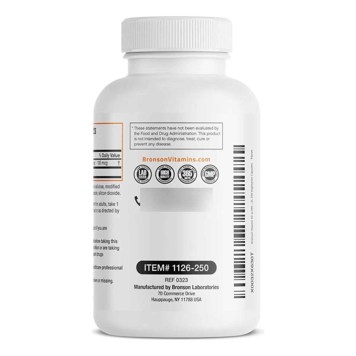 Vitamina K2 MK7 100 Mcg 250 Capsulas Bronson Huesos Fuertes Y Corazon Sano