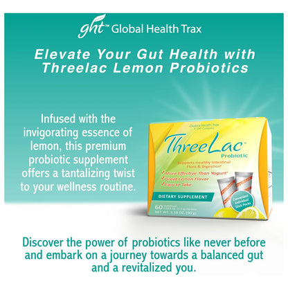 ThreeLac Mezcla De Bebida Probiótica De Limón En Polvo Salud Digestiva E Inmunológica