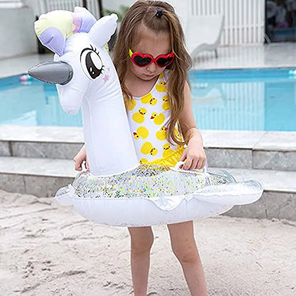 Flotador De Piscina Infantil Cicitoywo Unicornio Brillante Seguro Y Portátil