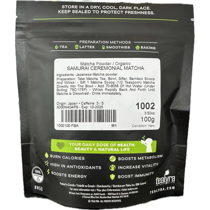 Té Verde Matcha Japonés Ceremonial Tealyra 100g Energía Antioxidante Puro
