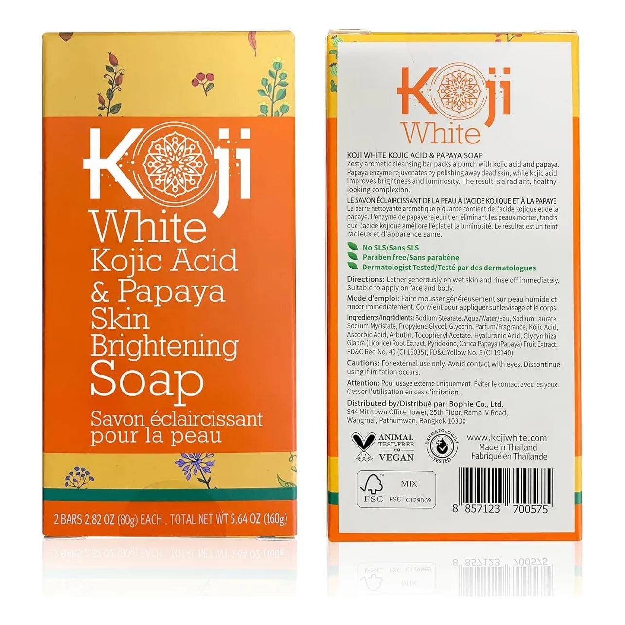 Jabon Aclarante Koji White Acido Kojic Y Papaya Elimina Manchas Y Acne 2 Barras