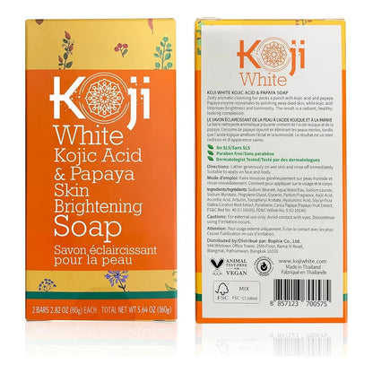 Jabon Aclarante Koji White Acido Kojic Y Papaya Elimina Manchas Y Acne 2 Barras