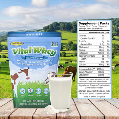 Proteína Vital Whey Natural 2.5 Lb Alimentada Con Pasto Para Recuperación Muscular
