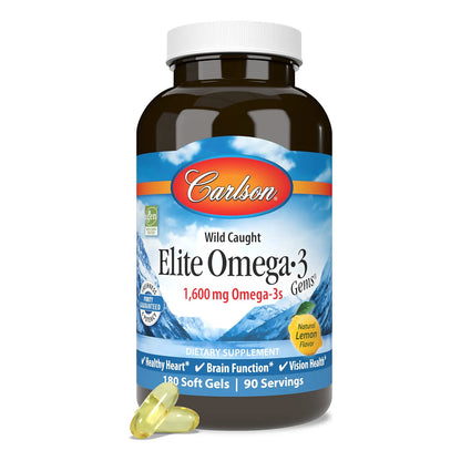 Gemas Elite Omega 3 1600 Mg Soporte Corazon Cerebro Vision 180 Geles Blandos