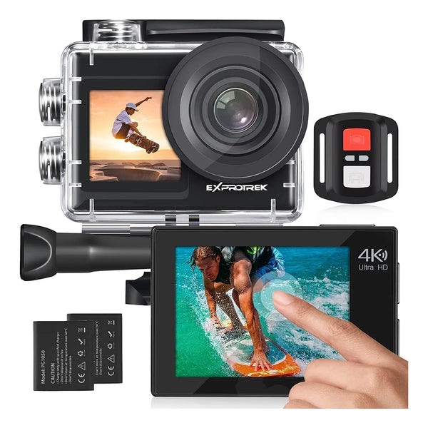 Cámara De Acción Exprotrek 4K Pantalla Táctil Impermeable 131 Pies WiFi