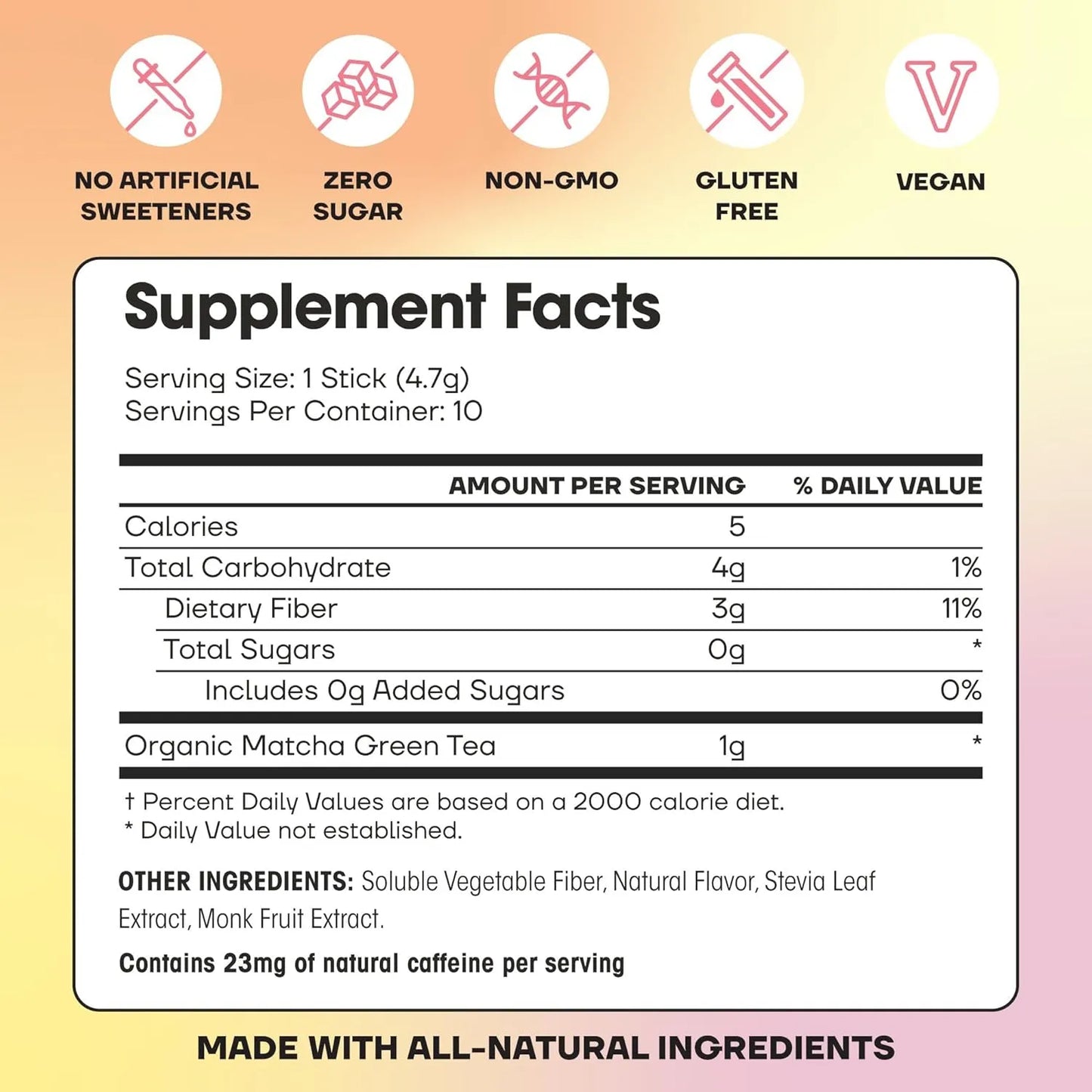 Té Helado Orgánico Matcha Fruit Flavor Con Fibra Prebiótica Energía Natural Y Digestión Saludable