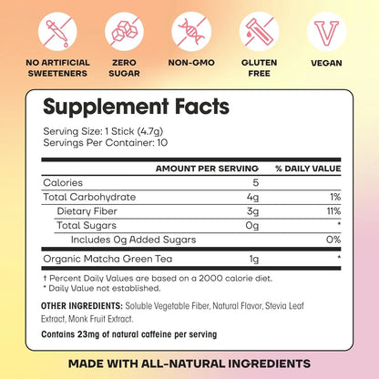 Té Helado Orgánico Matcha Fruit Flavor Con Fibra Prebiótica Energía Natural Y Digestión Saludable