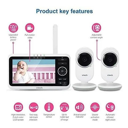 Monitor De Video Para Bebes Vtech Vm350 2 Pantalla 5 Pulgadas Vision Nocturna