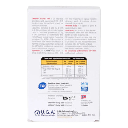 Aceite De Pescado Omega 3 800 Mg EPA DHA Vitalidad 1000 Capsulas IFOS Certified Sin Regusto