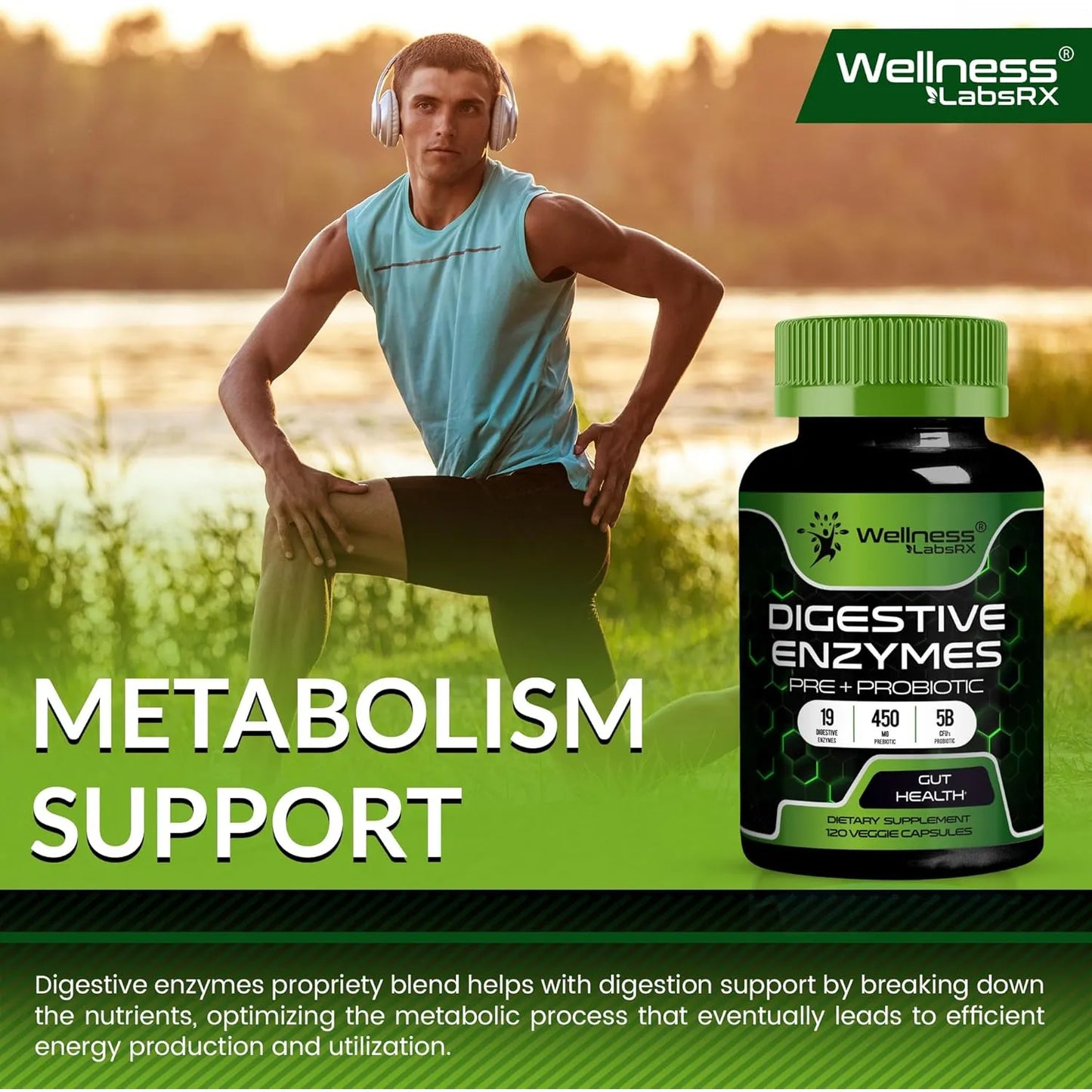 Enzimas Digestivas Con Probióticos Y Prebióticos 450 Mg 5 Mil Millones UFC Mejora Tu Digestión Y Salud Intestinal