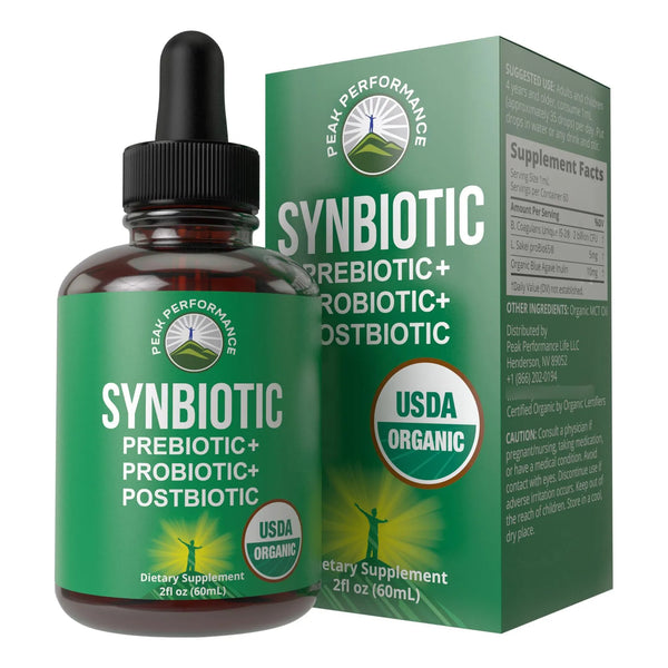 Gotas Líquidas Synbiotic Orgánico Prebiótico Probiótico Postbiótico 3 En 1 Para Digestión E Inmunidad