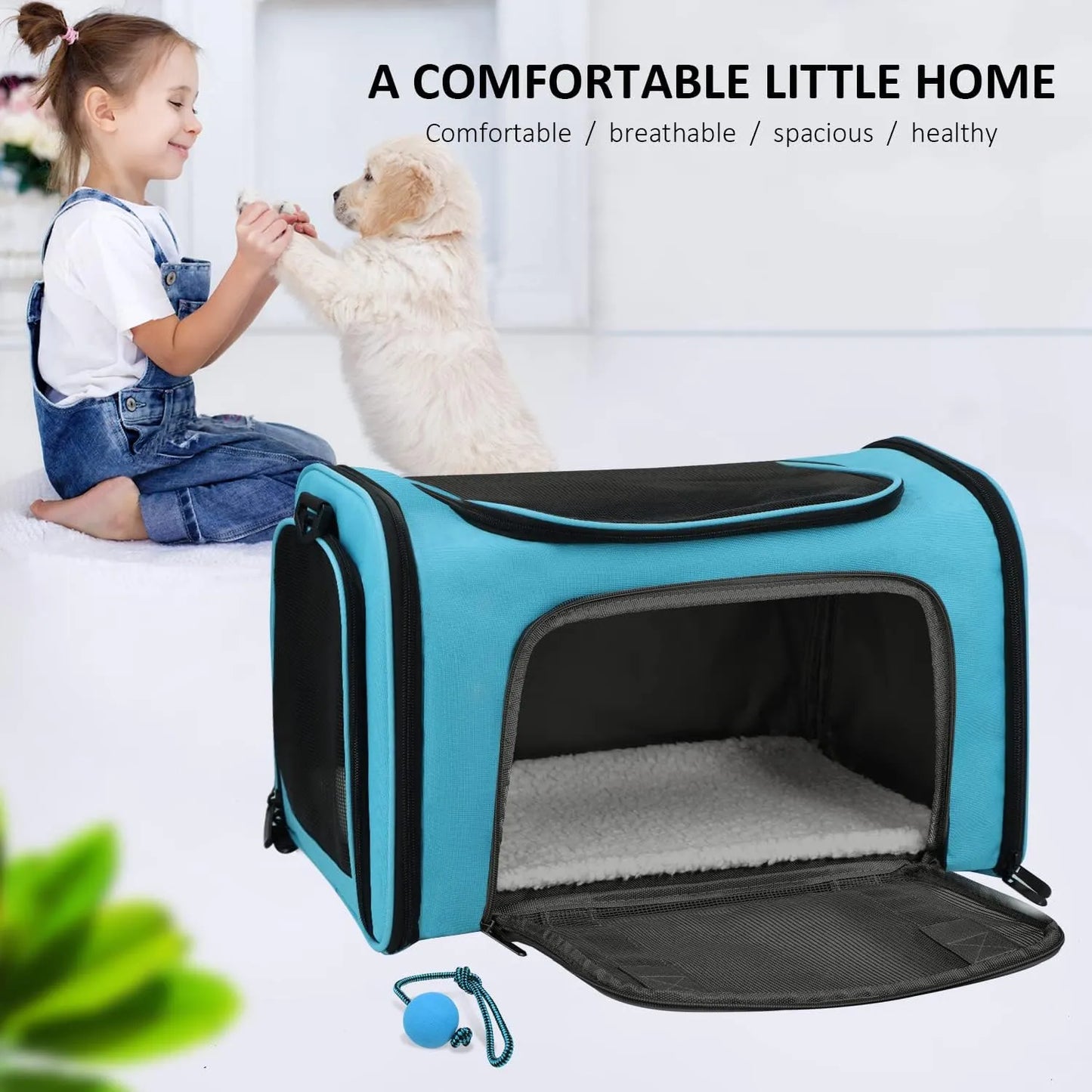 Maleta Plegable Transporte Mascotas Aprobado Aerolineas Color Azul