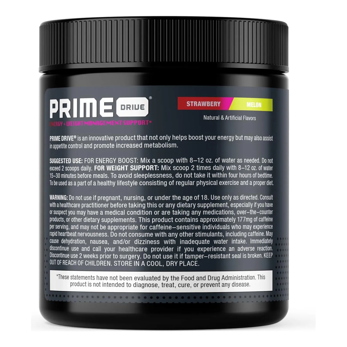 Prime Drive Energy Bebida Energética En Polvo Melón Fresa Preentrenamiento 10.2 Onzas