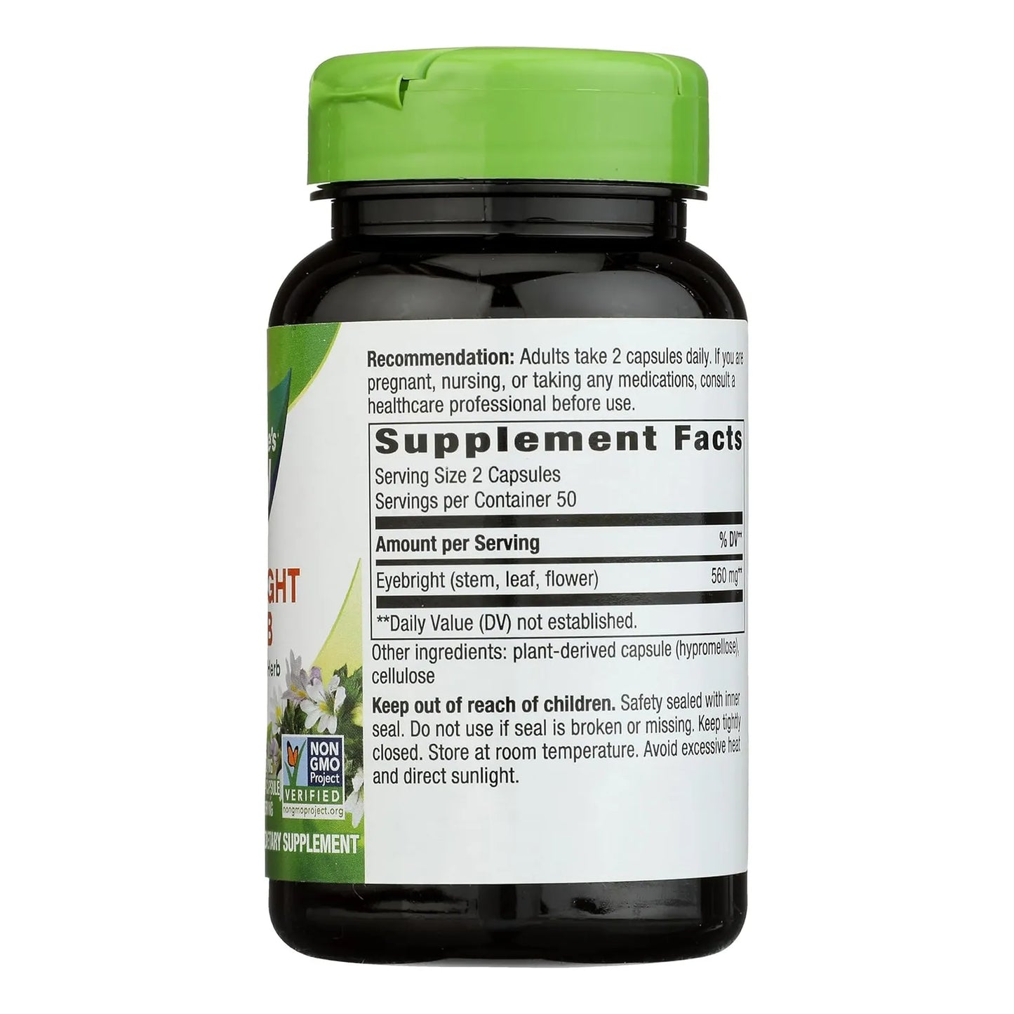 Capsulas De Hierba Eyebright 100 Unidades Para Salud Ocular Natures Capsule Vegetariana