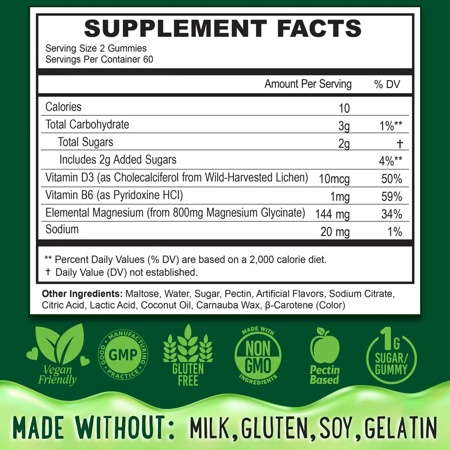 Gomitas De Glicinato De Magnesio 400 Mg Alta Absorción Para Dormir y Relajación Muscular