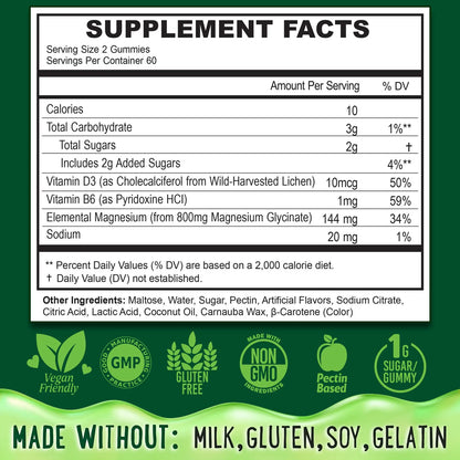 Gomitas De Glicinato De Magnesio 400 Mg Alta Absorción Para Dormir y Relajación Muscular