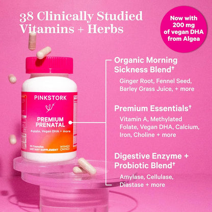 Vitamina Prenatal Premium Pink Stork Multivitaminico Y Probióticos Para Mujeres Embarazadas