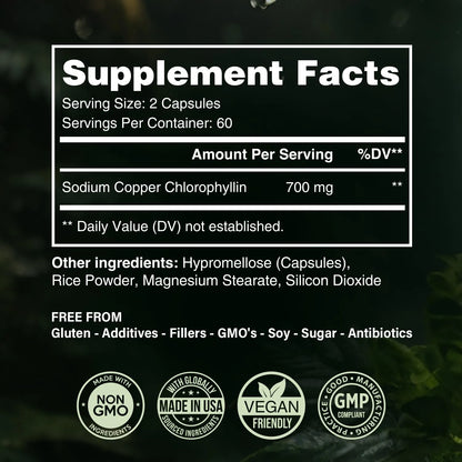 Capsulas De Clorofila 700 Mg Natural Alta Concentracion Energia Y Salud