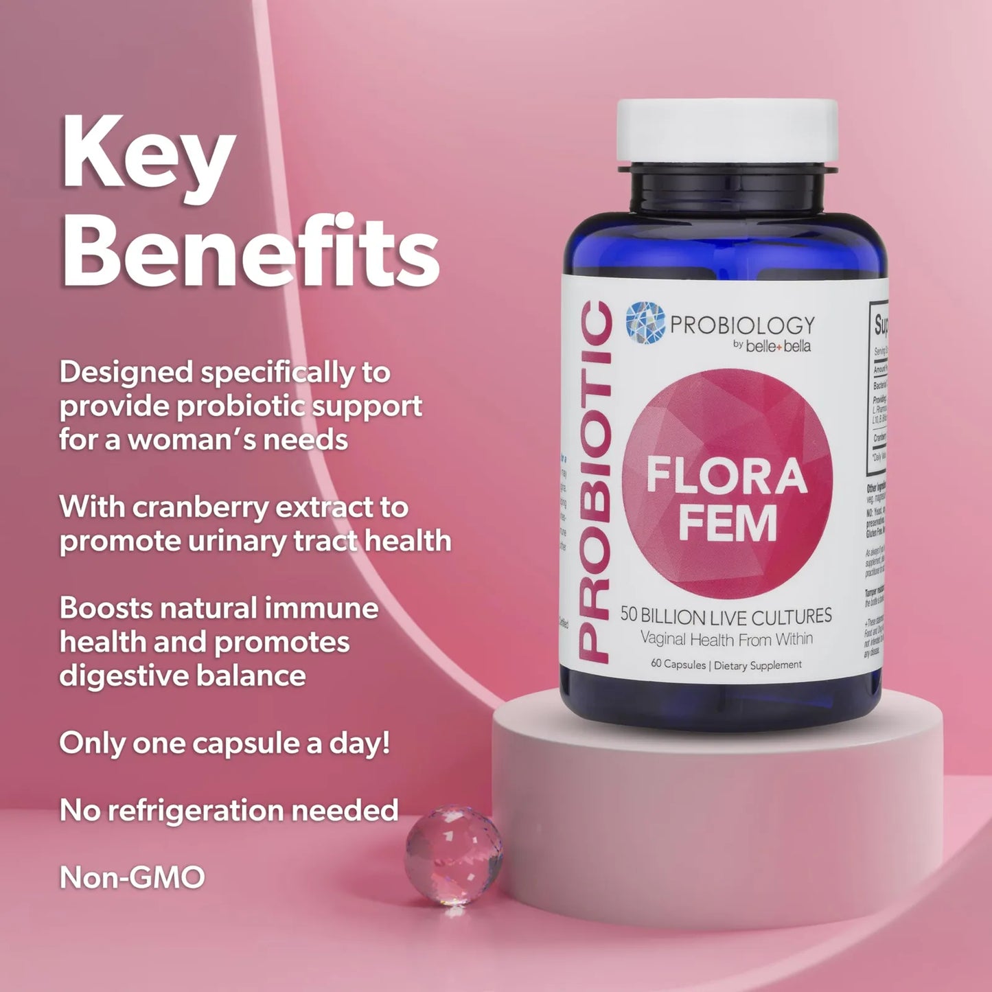Probiology Flora Fem Probiótico Mujer 4 En 1 Salud Digestiva Vaginal Y Urinaria