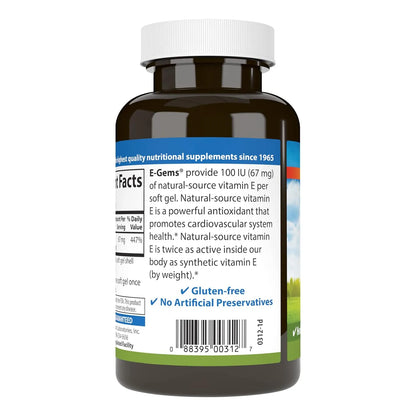 E Gems 100 Ui Aceite De Pescado Antioxidante Salud Cardíaca 250 Geles Blandos