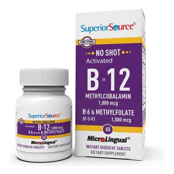 Vitamina B12 Metilcobalamina 1000 Mcg Con B6 Y Metilfolato 60 Tabletas Sublinguales