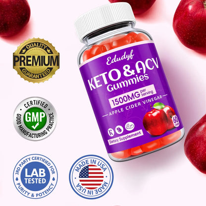 Gomitas Keto ACV Vinagre De Sidra De Manzana 1500 Mg Con Probióticos Y B12 Veganas