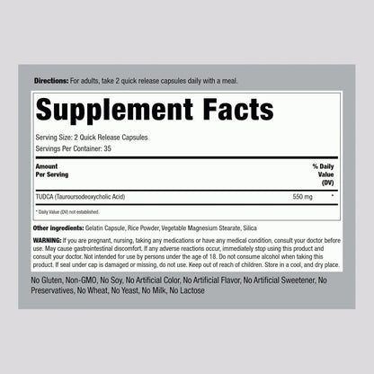 Cápsulas De Ácido Taursodesoxicólico 550mg 70 Unidades Salud