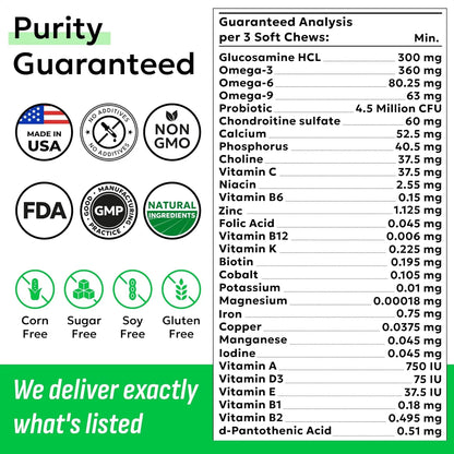 Golosinas Masticables Multivitamínicas Para Perros Con Glucosamina Condroitina Y Omega