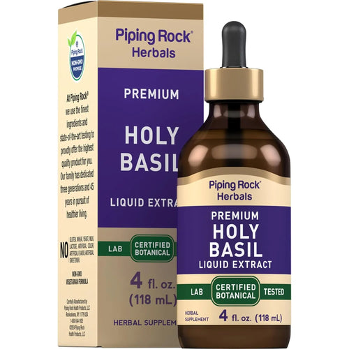 Extracto Liquido De Albahaca Sagrada Tulsi 4 Onzas Suplemento Natural Sin Gluten