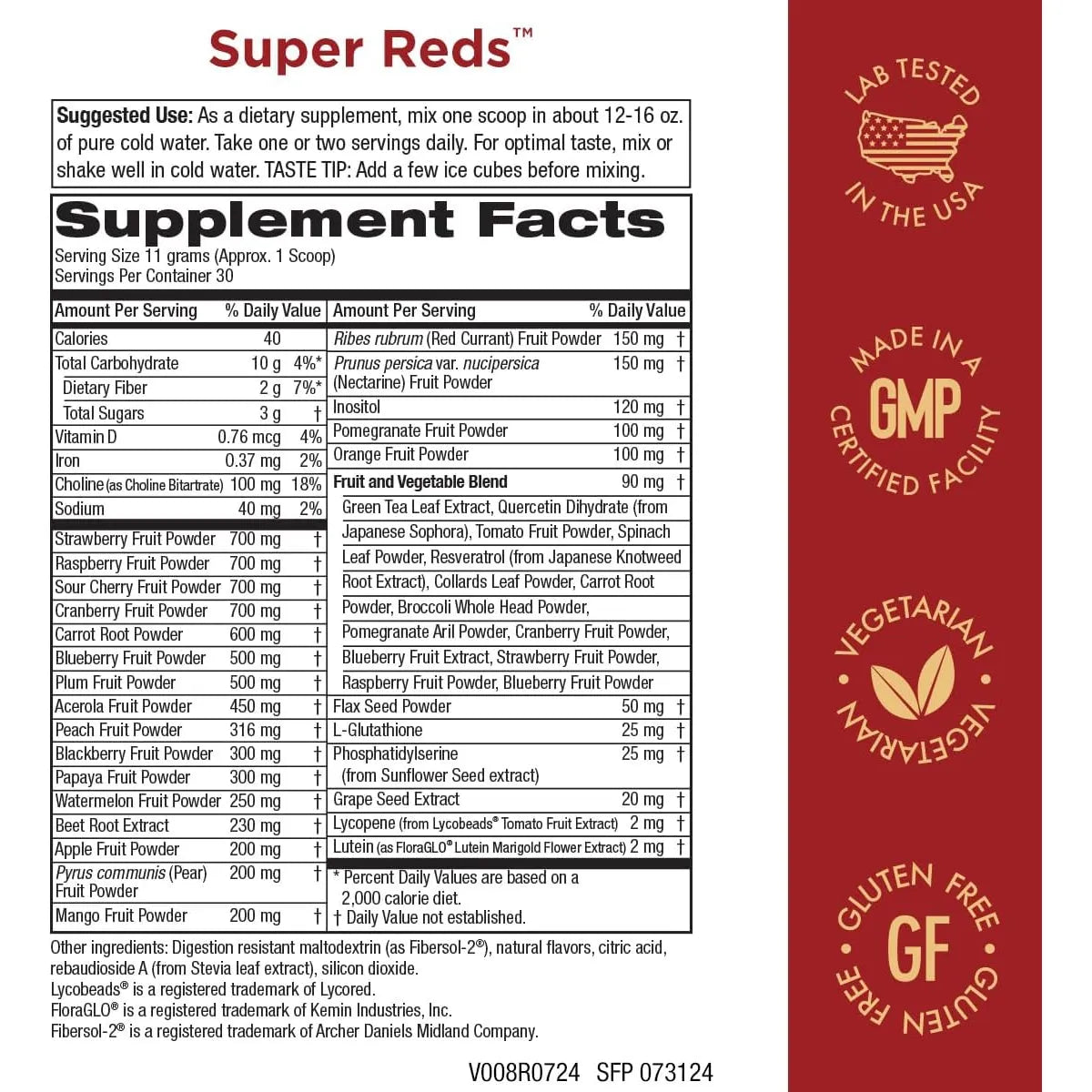 Polvo Antioxidante Super Reds 340 Gramos Nutricion Avanzada